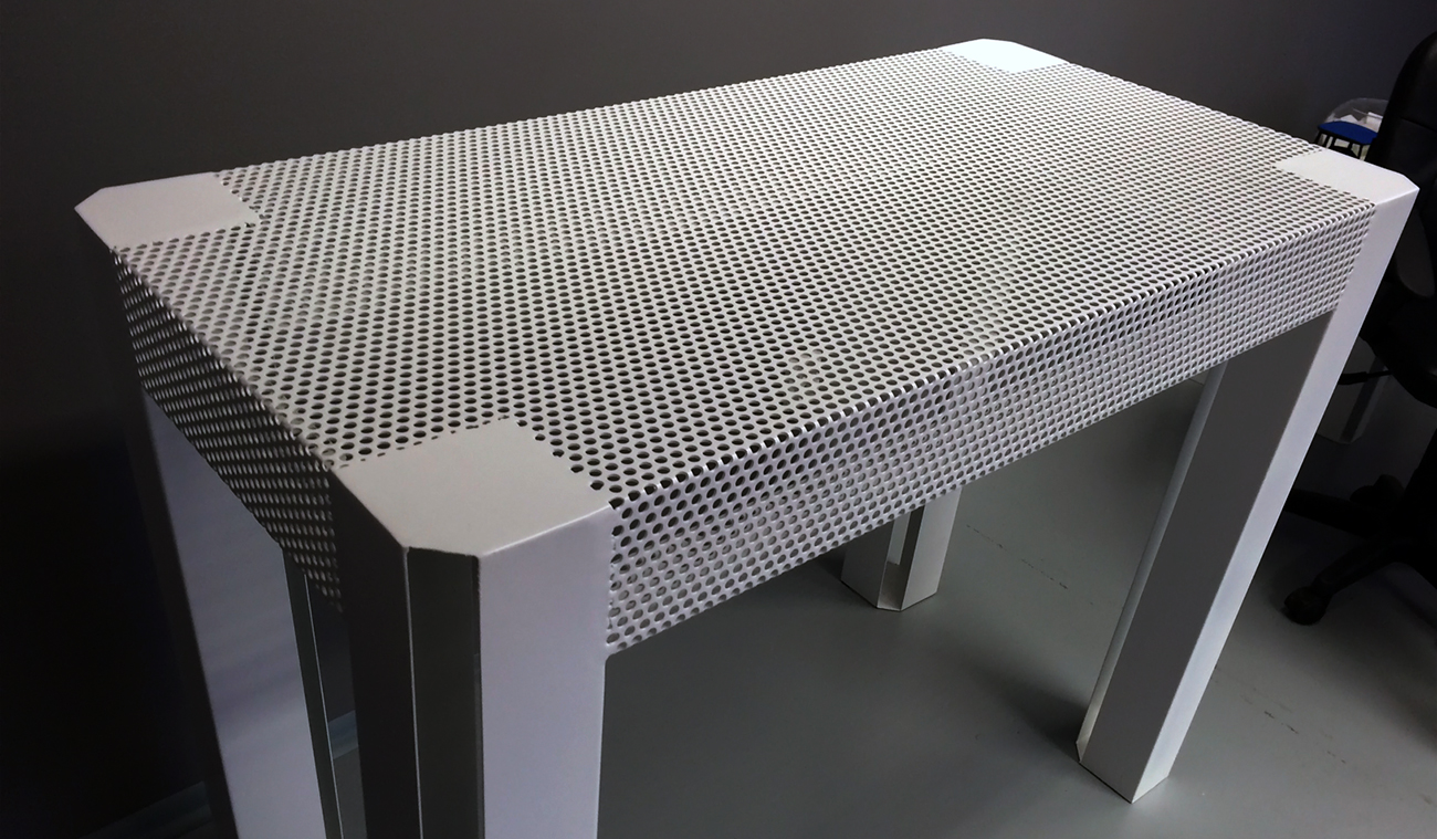 Perforated exhibition table detail