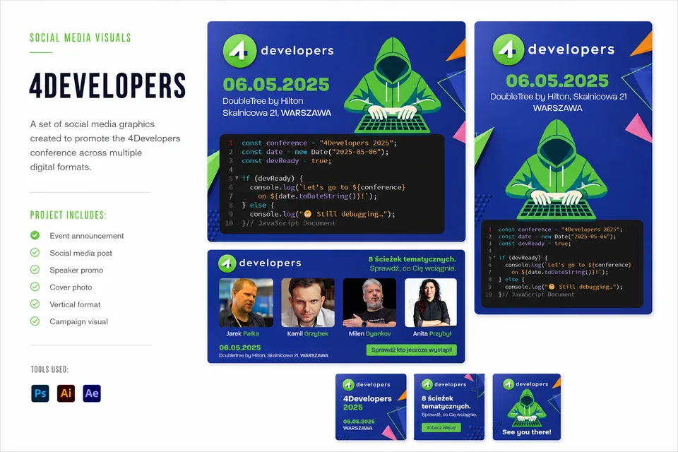 4Developers social media campaign visuals in multiple digital formats