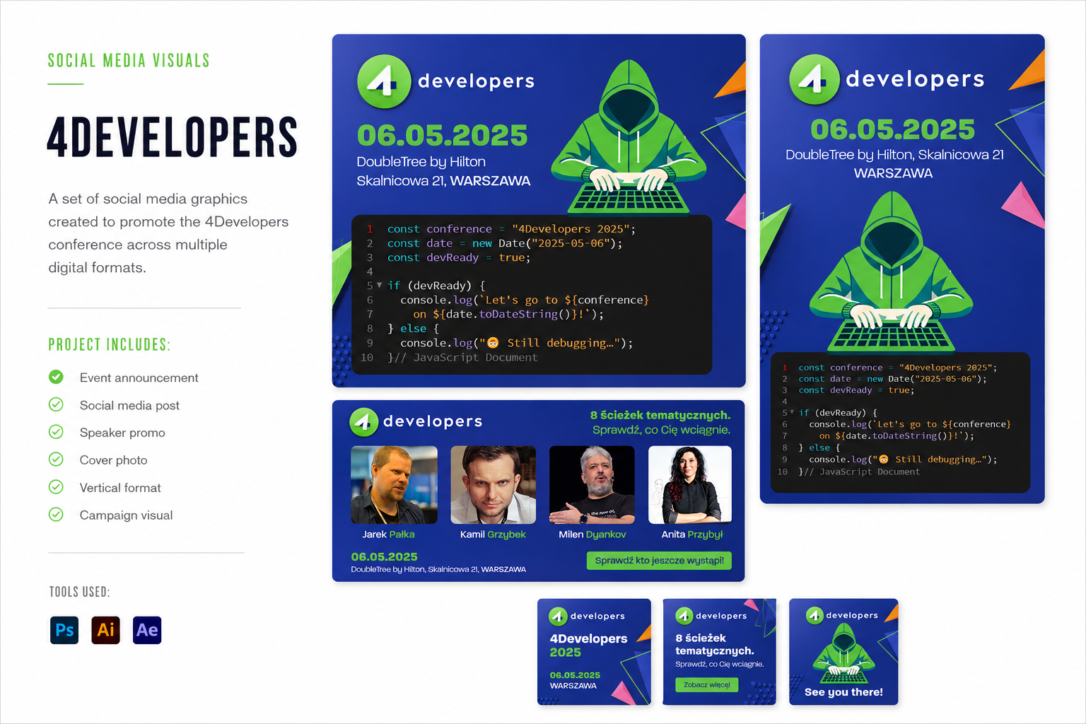 4Developers social media campaign visuals in multiple digital formats