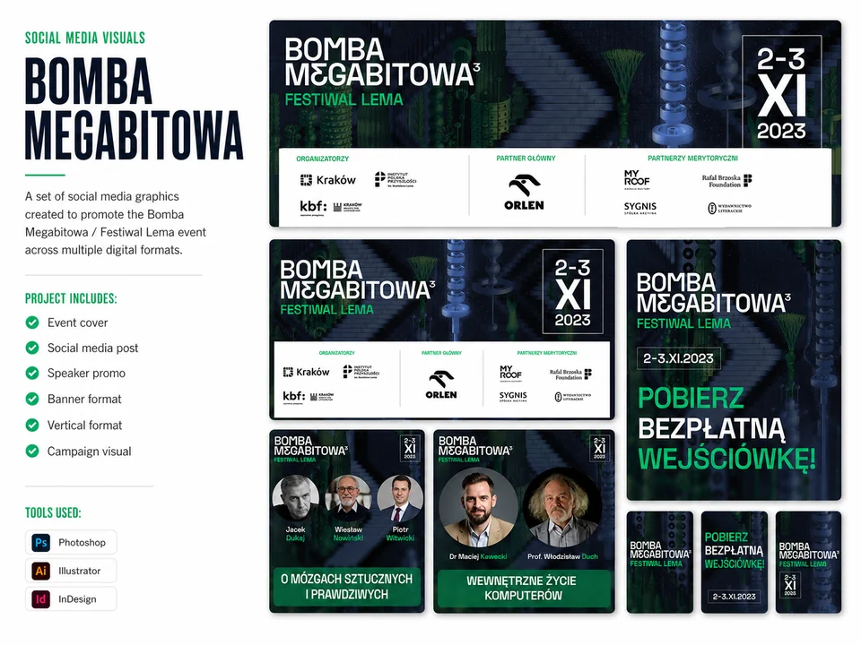 Bomba Megabitowa and Festiwal Lema social media campaign visuals