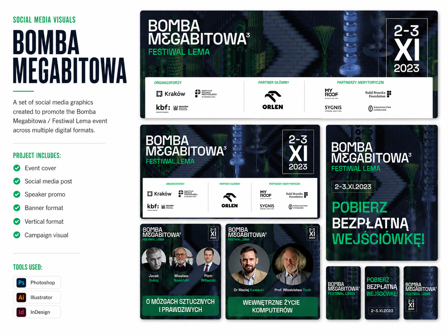 Bomba Megabitowa and Festiwal Lema social media campaign visuals