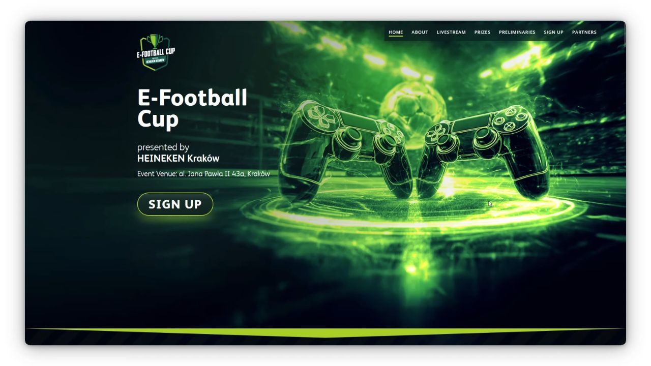 E-Futball Cup website preview