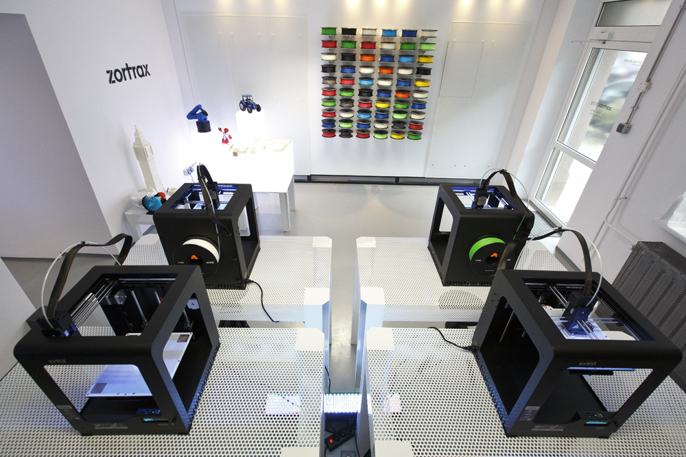 Zortrax showroom in Kraków with 3D printer display area